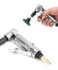 No Nonsense Heavy Duty Right Angle Pneumatic Die Grinder Spinning At 20000 Rpm With Two Inch Disc Mount for metal grinding.