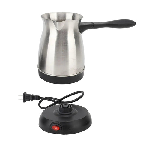 Multi Purpose Electric Coffee Pot Kettle 600 Milliliter With Even Heating For Coffee Tea And Milk 5 To 6 Cup Capacity Stainless Steel Tea Kettle Quick Brew No Fuss Pour Gift Ready with base and plug