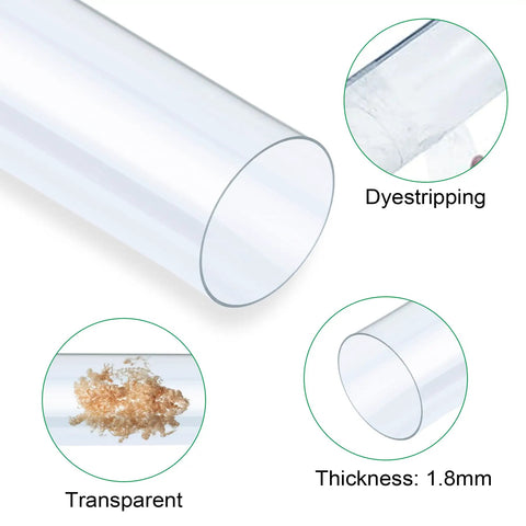 Clear Rigid Plastic Dust Collection Tubing Set 4 Pieces 2.5 In Diameter By 36 In Length, transparent view with shavings inside, 1.8mm thick