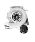 Universal Racing Turbocharger With Billet Compressor Wheel And Dual Ceramic Ball Bearings Delivers Quick Spool Broad Torque And Better Fuel Economy For Small Displacement Builds Or Hybrid Setups viewed from top angle