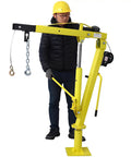 Heavy Duty Hydraulic Engine Hoist With Foldable Cherry Picker Frame, 2000 Lb Capacity, worker operating telescoping boom.