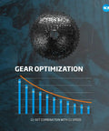 React Series Beefy High Tensile Steel 11 Speed Cassette 42T For HG Freehub Built For GMX11-2 with gear optimization graph