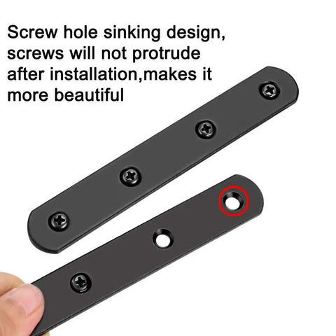 Built Tough Rugged Stainless Steel Flat Plates Straight Corner Braces Heavy Duty Furniture Repair Connectors detail of screw hole design