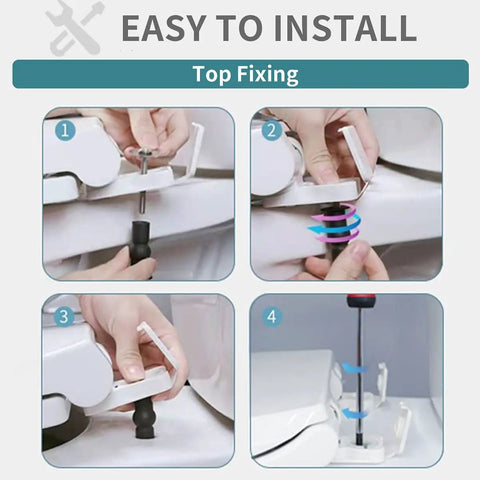 Easy installation steps for No Sweat Soft Close Square Toilet Seat With Built In Toddler Training Contour, Slick Quick Release Hinges.
