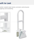 Handicap Shower Grab Bar For Bathtub And Shower White No Tool Install Heavy Duty Durable Steel Hand Rail Safe Non Slip Grip