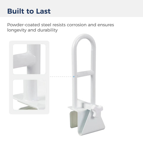 Handicap Shower Grab Bar For Bathtub And Shower White No Tool Install Heavy Duty Durable Steel Hand Rail Safe Non Slip Grip