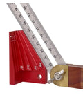 Digital Caliper, Micrometer Bevel Block Gauge Angle Finder Protractor with red measuring block and metal angle ruler.