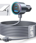 Rock Solid Cigarette Lighter Car Adapter With Hella Tough Waterproof Cord Dual PD 45W And USB A 30W Fast Charger for RV Boat Trailer, 16.4FT cable.