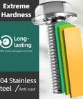 Close-up of Metric Flange Bolt Kit 830pc Stainless Steel 304 M6 M8 M10 Flanged Hex Bolt demonstrating anti-rust properties.