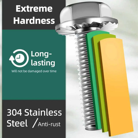 Close-up of Metric Flange Bolt Kit 830pc Stainless Steel 304 M6 M8 M10 Flanged Hex Bolt demonstrating anti-rust properties.
