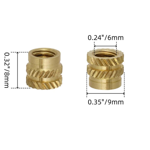 M6 Heat-Set Threaded Inserts Kit, 50 Pcs Brass Knurled Inserts For 3D Printing And Plastic Parts, Metric M6 Threads, Easy Install