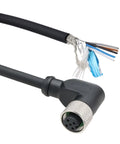 M12 A Coded 5 Pin Female Actuator Sensor Data Cable 15 Meter Long Right Angle Connector To Bare Wire Leads for Automation