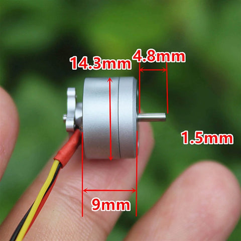 Kickass Mini RC Quadcopter Motor For DIY FPV Drones 1104 Brushless Micro Motor 1 2S 4300KV shown with dimensions.
