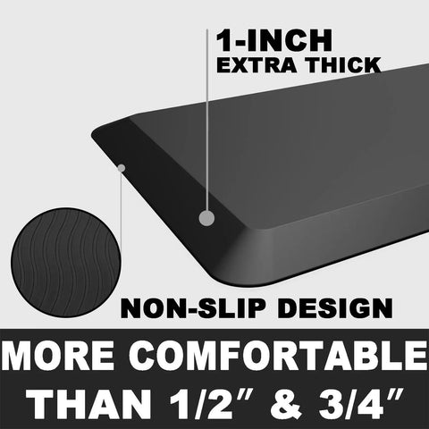 Extra Thick Anti Fatigue Floor Mat For Standing Desks And Kitchen Use With 1 Inch Cushion, Durable PU Foam Surface And Wear Resistant Leather Top, Easy Wipe Clean, Comfy All Day Support For Home Office Or Garage Black 30 By 20