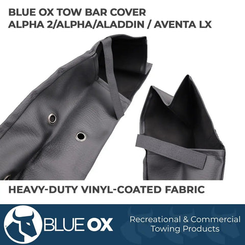 Heavy Duty Vinyl Tow Bar Cover for Alpha 2 Alpha Aladdin and Aventa XL Tow Bars, Weatherproof Shield, close-up of eyelets