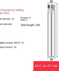 High Efficiency CNC Milling Cutter Rod For Deep Fast Feed And Superior Material Removal, 160mm long, 16mm diameter, with 2 teeth.
