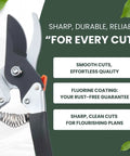 Japanese Made Bypass Pruning Shears for Serious Garden Work, 7.9 Inch Long, Fluorine Coated Blade, ergonomic handles shown