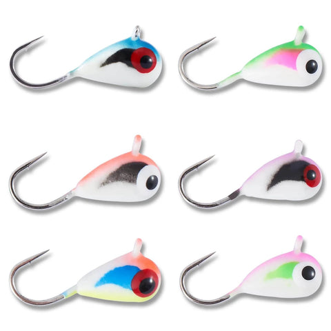 Glow Tungsten Ice Fishing Jigs 6-Pack for Panfish ✓