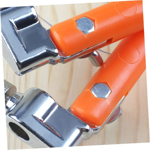 Close-up of Premium Adjustable Scribing Compass For Fine Woodworkers Solid Zinc Alloy Center Marking Tool with orange grip