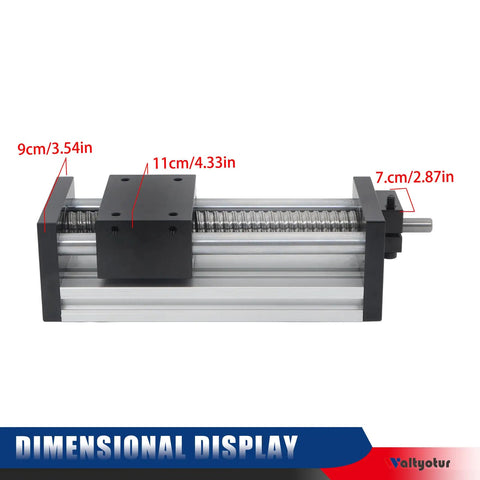100mm Travel Double Optical Axis Manual Sliding Table With Rock Solid Linear Rail Guide And Ballscrew SFU1605 Handwheel Included For DIY CNC Router Machine And Milling Projects, dimension display