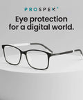 Arctic Blue Light Blocking Reading Glasses 1.5 Diopters for computer and gaming on a pedestal display with clear anti-glare lenses.