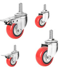 Heavy Duty Swivel Caster Wheels With Brakes PU Castors M Threaded Stem 360 Degree Rotation for industrial use