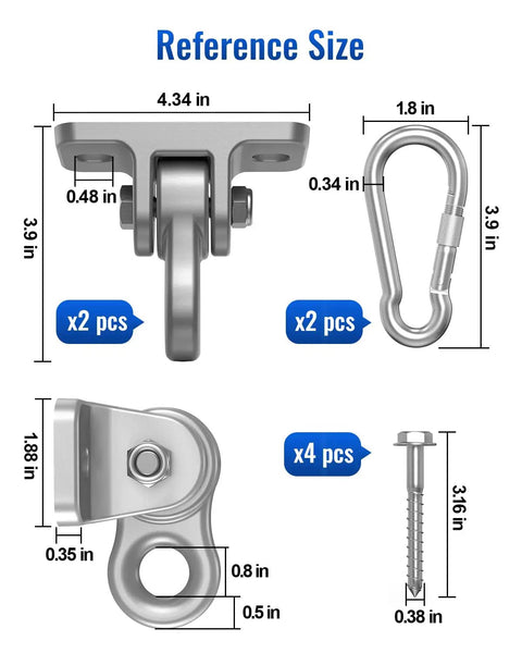 Beefy Heavy Duty Swing Hangers With Corrosion Resistant Alloy Steel 5000+ Lb Capacity Set Of 2 dimension details