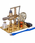 Visible Steam Engine Demonstrator Model With Metal Construction For Hands On Learning Toy Classroom And Home Projects That Really Shows How Thermal Engines Work For Student Experiments, gold metal desktop model with USB cable