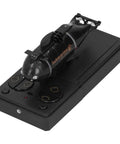 RC Submarine Toy For Teens And Up Mini Electric Diving Boat with controller, dual propellers, and LED lights, black model