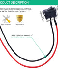 Five Pack Rocker Switches SPST On Off 2 Pins 2 Position 6A 250V And 10A At 125V With Pre Soldered Wires, dimensions shown