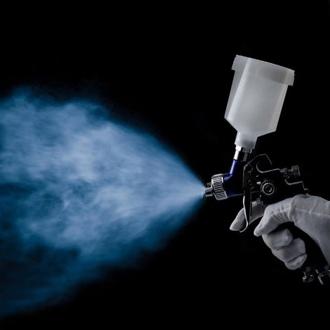 Lightweight Pneumatic Hvlp Spray Gun With 0 8 And 1 0 Mm Nozzles For Sweet Automotive Finishes Zero Fuss Airbrush Kit in action.