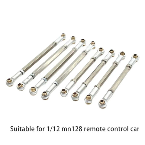 8 Pcs RC Steering Linkage Set For One Twelfth Scale MN128 Crawler Truck Replacement Chassis Rods Beefy Adjustable Metal Linkage