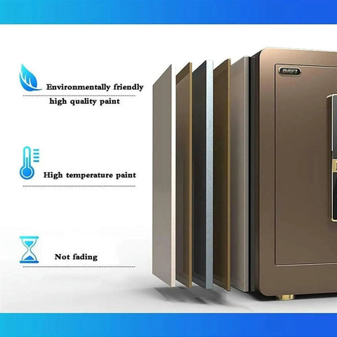 Diagram of Tough As Nails Heavy Duty Wall Safe Box With Fingerprint And Password Access Four Unlock Modes Including Digital Footprint Key Password And Fingerprint Plus Password Waterproof Alloy Archive Safe Chest For Office And Home Use Black showcasing layers of material and paint quality.