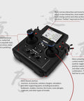Badass Paladin Ev Rc Transmitter Boasting Hella Smooth Hall Sensor Gimbals And A Crisp 3.5 Inch Tft Touch Screen, top view showing joysticks and control panel.