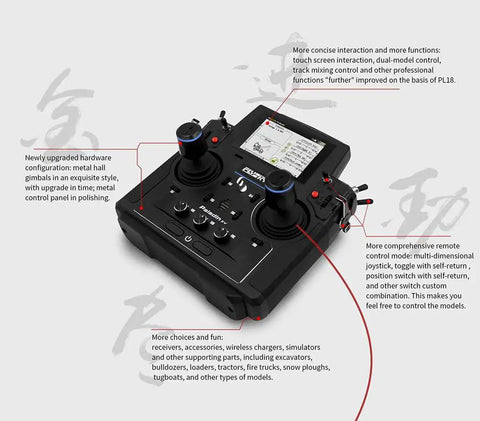 Badass Paladin Ev Rc Transmitter Boasting Hella Smooth Hall Sensor Gimbals And A Crisp 3.5 Inch Tft Touch Screen, top view showing joysticks and control panel.
