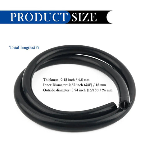 Coiled Beefy Premium Silicone Radiator Hose Five Eighth Inch ID Five Foot Length Withstands Up To Six Hundred Fifty PSI For Water And Gas Transport
