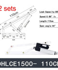 Dual Heavy Duty Linear Actuators With Plug And Play Controller 150 Kg Load Electric Lift Rod with dimensions and load specs.
