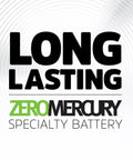 Kickass Alkaline Battery Two Pack Model 4LR44 And A544 Rock Solid Silver Power Cell showcased in a clean design with long-lasting text.