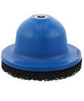 Blue heavy duty wire brush grinding disc for car detailing, designed for polishing and metal surface restoration efforts.