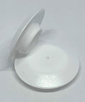 One Half Inch White Plastic Flush Hole Plugs with Snap-In Head for Sheet Metal, side view showing low profile flush fit.