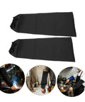 Premium Heat Resistant Welding Arm Sleeves Flame Retardant Cotton Guards With A Snug Elastic Fit Built Tough For Rough Job Sites And Heavy Duty Mechanic Work One Black Pair displayed on white background.