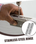 6-pack stainless steel piano hinge set for cabinet doors; hand drilling a hinge.