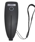 Portable 2D Barcode Scanner Mini Reader With Wireless 2.4G USB Modes in black ABS housing, top view with strap.