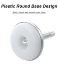 Plastic round base design for 30 Piece Adjustable Furniture Leveler Pads to Kick the Wobble Out of Your Tables and Dressers with Scratch Proof Plastic Discs and No Stress M6 Threads for a Sweet Home Setup.