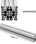 4 Pack 4040 Aluminum Extrusion T Slot 800mm Silver With 40x40 T Slotted Framing European Standard Anodized Linear Rail For 3D Printer Builds CNC Projects And DIY Machine Frames, shown in cross-section and length view