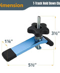 Four Pack T-Track Hold Down Clamp Set With Mini And Standard Clamps Includes Bolts Washers And Five-Star Knobs dimensions