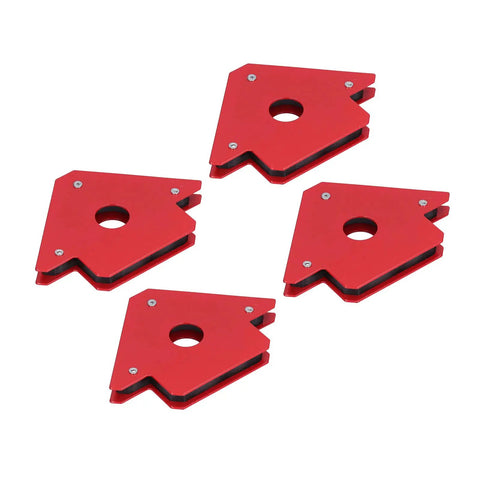 Heavy Duty 4 Pack Welding Positioner With 25 Lb Magnetic Hold For Multi Angle Soldering Assembly And Pipe Installation At 45 90 135 Degrees set of four red magnetic holders