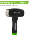 3 Lb Drilling Hammer With 10 Inch Fiberglass Handle And Drop Forged Heads Rubber Grips For Comfort Non Slip Grip