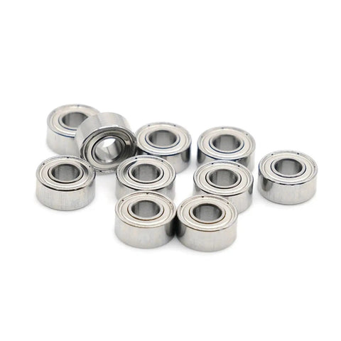 Super Cool Set Of 10 Tiny 2x6x3mm Mini Ball Bearings Made From Super Durable Chrome Steel, shown stacked.