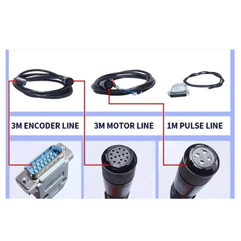 High Torque AC Servo Motor With Encoder Feedback For Closed Loop Position And Speed Control, 380V Three Phase, cables and connectors for motor and driver